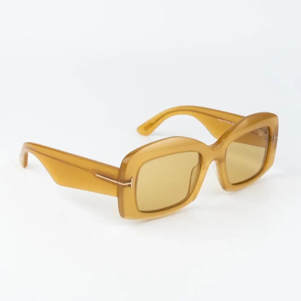 Tom Ford VENETIA Men Sunglasses Yellow Brown Rectangle FT1218 39E NEW AUTHENTIC